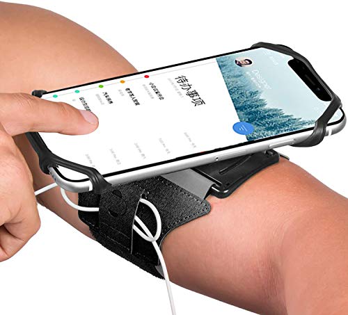 GazyyShop - Brazaletes para teléfono celular, soporte para teléfono móvil, compatible con iPhone 11 X Xr Xs Max 7/8 Plus Samsung S9 S10,360 ° giratorio para teléfono móvil (negro)