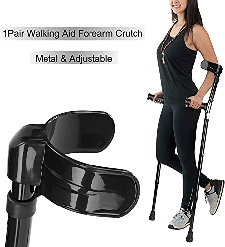 GDEVNSL Muleta de antebrazo de Aluminio, 14 Niveles de Ayuda para Caminar Ajustable, Equipo Auxiliar de Codo para Ancianos y recuperados (un par)