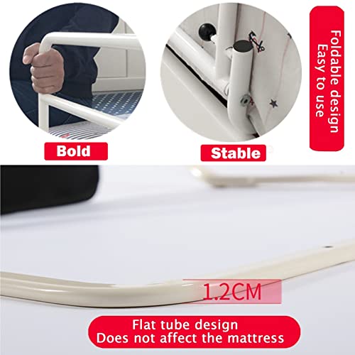 Gdmokle Barandilla Barrera Anticaídas para de Cama, Plegables Seguridad Asidero-Barandilla para Discapacitados Ancianos Adultos, Parachoques Barrera de Seguridad (Color : White, Tamaño : 57x50X44cm)