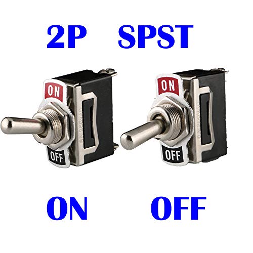 Gebildet 6 Piezas Conmutador de Palanca SPST 12V-24V-48V-110V/10A, 220V-230V/6A, Interruptor de Palanca ON/Off 2 Posiciones 2 Pin, Rocker Toggle Switch para Auto Vehiculo Barco (Negro)