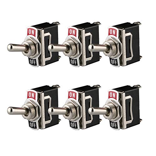 Gebildet 6 Piezas Conmutador de Palanca SPST 12V-24V-48V-110V/10A, 220V-230V/6A, Interruptor de Palanca ON/Off 2 Posiciones 2 Pin, Rocker Toggle Switch para Auto Vehiculo Barco (Negro)