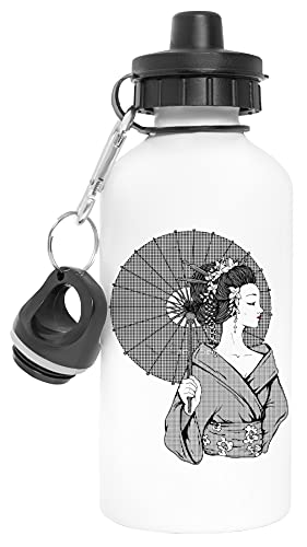 Geisha Aluminio Reutilizable Deporte Viaje Botella de Agua Blanco Aluminium Reusable Sport Travel Water Bottle White