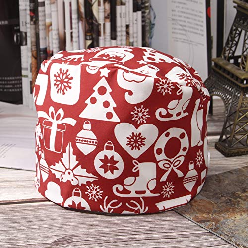 GEMVIE-4 Piezas Gorro de Trabajo Gorro de Enfermera Gorro Quirúrgico Robin Hat Turbante Impresión de Elementos Navideños Gorro Quirofano Gorro de Unisexo Adultos Animales