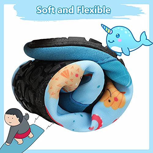 GEWEO Escarpines Agua Niño Niña Infantiles Verano Zapatos de Agua Chico Chica Descalzos Piscina Nadar Natación Neopreno Antideslizante Bebé Buceo Surf Windsurf Suela Blanda Ligero Azul EU 26-27