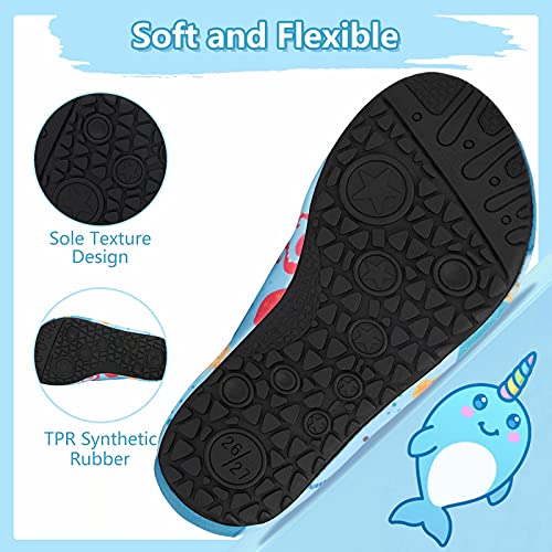 GEWEO Escarpines Agua Niño Niña Infantiles Verano Zapatos de Agua Chico Chica Descalzos Piscina Nadar Natación Neopreno Antideslizante Bebé Buceo Surf Windsurf Suela Blanda Ligero Azul EU 26-27
