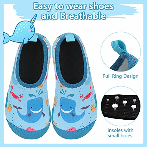 GEWEO Escarpines Agua Niño Niña Infantiles Verano Zapatos de Agua Chico Chica Descalzos Piscina Nadar Natación Neopreno Antideslizante Bebé Buceo Surf Windsurf Suela Blanda Ligero Azul EU 26-27