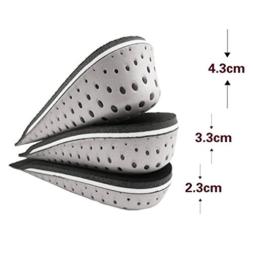 GFULLOV plantillas de elevación/elevación/aumento de altura para el arco de apoyo de medio zapato elevador, plantillas de elevación de talón para hombres y mujeres (43 cm)