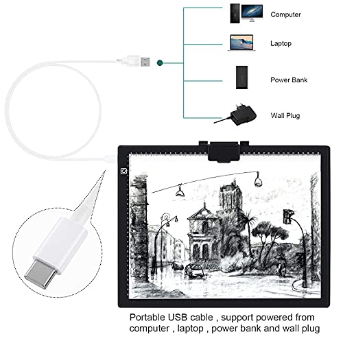 GIANTARM Mesa de Luz para Calcar A3,Tablero de dibujo LED Pantalla táctil inteligente y 6 modos de iluminación, utilizado para artistas animación Tatoo Draw