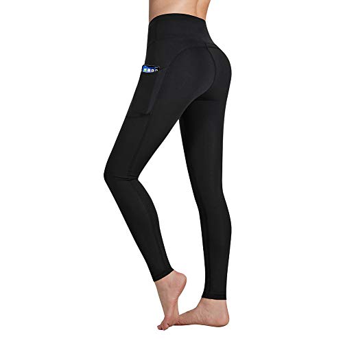GIMDUMASA Pantalón Deportivo de Mujer Cintura Alta Leggings Mallas para Running Training Fitness Estiramiento Yoga y Pilates GI188(Negro,m)