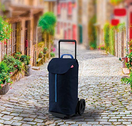 Gimi Komodo Carro de la Compra con Ruedas XXL, Bolsa 100% poliéster Impermeable, Capacidad 50L, 37,9 x 45,3 x 95,6 cm, Acero, Azul, Grande
