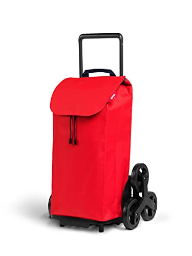 Gimi Tris Urban - Carro de la compra con 6 ruedas, bolsa impermeable 100% poliéster, capacidad 52L, 44,1 x 50,7 x 95,6 cm, color rojo