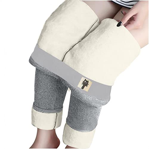 Gkojhj Leggings Térmicos Pantalones Invierno para Mujer Leggings Forro Polar Polainas de Cintura Alta Suave Elásticos Forrado de Terciopelo Grueso Calientes Bragas Casual Deportivo Leggins Mujer