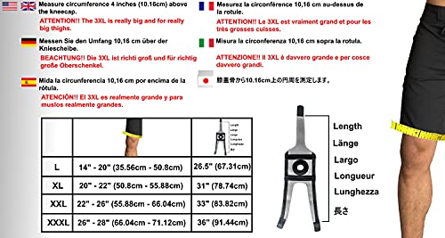 Gladton Large XL XXL XXXL 2XL 3XL Ginocchiera per corsa Sport Menisco Artrite Lesioni al ginocchio Sollievo dal dolore. Stabilizzatore rotuleo per taglie forti gambe larghe cosce donna uomo (3XL)