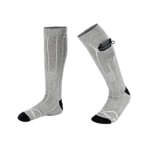 GLRGBHT Calcetines CáLidos con CalefaccióN Envolvente 3D de Invierno, Temperatura Unisex Recargable Lavable 3 Archivos Ajustables para Campo de Nieve Senderismo Camping Montar (Color : Grijs)