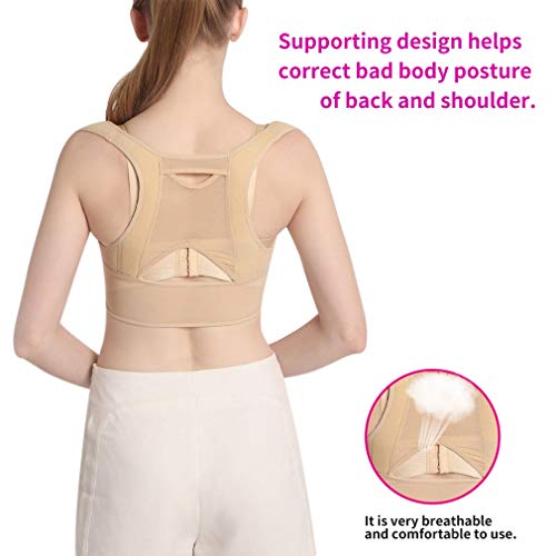 GMN Corsé de corrección de la Postura de la Espalda Parte Superior de la Espalda Corrector de la Postura de la Columna Vertebral del Hombro Beige Blanco M