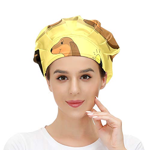Gorra de trabajo para el pelo largo con banda elástica ajustable para el sudor, gorras de trabajo para los hombres, bufanda impresa en 3D, gorras de perro salchicha lindo maletín de transporte