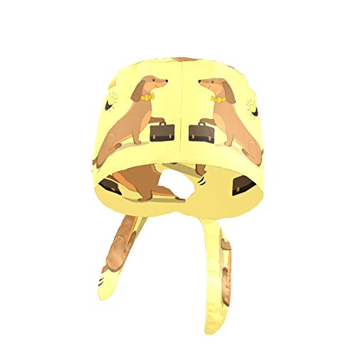 Gorro de trabajo para mujer con botón y banda para el sudor, reutilizable, con estampado 3D, gorro de trabajo, ajustable, para adultos, bonito maletín de transporte