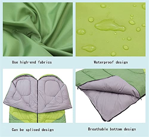 GOUDAN-QIU Bolso de Dormir for Acampar Ligero, portátil, Bolsa de Dormir Impermeable con Saco de compresión for Adultos y niños - Interiores y Exteriores: Camping, mochilero, Senderismo(Verde)