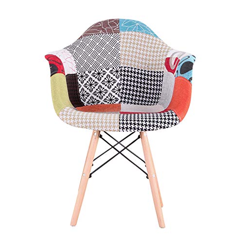 GrandCA HOME Pack de 2 sillas,sillas de Comedor Patchwork Tela de Lino Butaca, Silla de salón, sillas de recepción, Silla de Cocina (Rot-2)