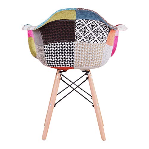 GrandCA HOME Pack de 2 sillas,sillas de Comedor Patchwork Tela de Lino Butaca, Silla de salón, sillas de recepción, Silla de Cocina (Rot-2)