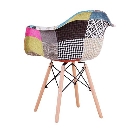 GrandCA HOME Pack de 2 sillas,sillas de Comedor Patchwork Tela de Lino Butaca, Silla de salón, sillas de recepción, Silla de Cocina (Rot-2)