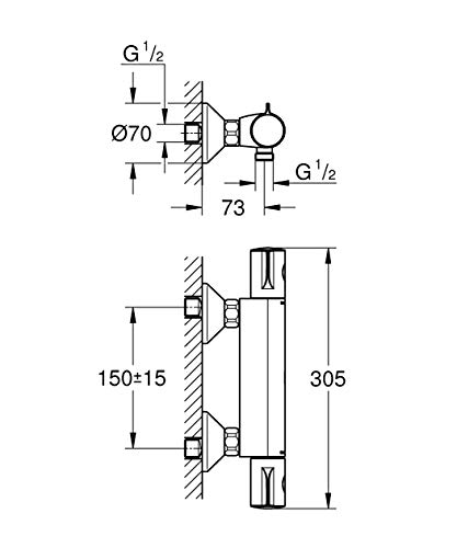 Grohe Grohtherm 800 - Termostato de ducha, tecnología termostática para un control de temperatura preciso (Ref. 34558000)