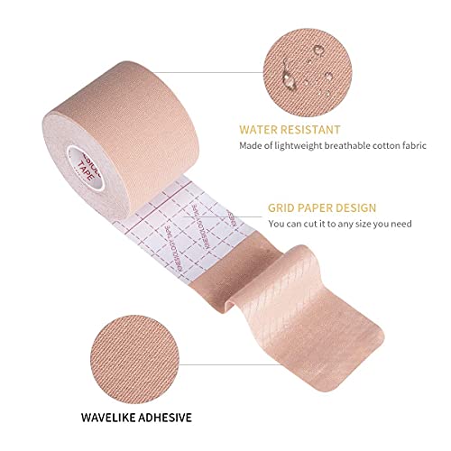 GSPCARE Cinta de Kinesiología, 5cm x 5m Sin Cortar Kinesiotape Vendaje Neuromuscular para Ejercicio, Impermeable sin Látex Cinta de Fisioterapia para la Recuperación de Rodilla, Hombro y Codo