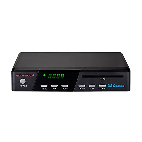 GT MEDIA X8 Combo Decodificador Satélite Receptor Terrestre Digital de DVB- S2X + T2 + Cable, Lector de Tarjetas Inteligentes para Tivusat, Soporta 1080P HEVC H.265 10Bit PVR con WiFi / SCART / HDMI