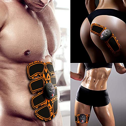 【GUÍA ALIMENTARIA INCLUIDA】 SportLab21® Recarga USB, Electroestimulador Para Abdominales, Electroestimulador Muscular, Estimulador Muscular Abdominales, Brazos Y Nalgas, 6*2 Gels (Electroestimulador)