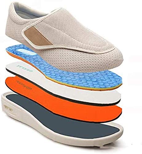 GUIOB Zapatos De Edema para Pies Hinchados, Fascitis Plantar Zapatos Cómodos para Diabéticos Zapatillas para Caminar Mayores Zapatos Anchos para Hombre,Gray-EU42/260mm