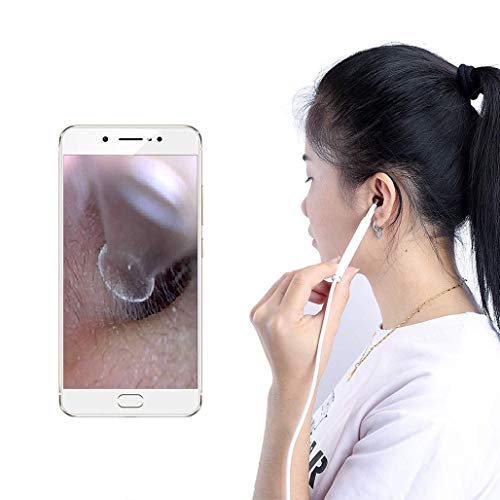 GXXDM Otoscopio inalámbrico de 5.5 mm, Herramienta de eliminación de Cera WiFi, endoscopio de Limpieza de oídos USB inalámbrico 720P con 6 Luces LED, cámara de inspección de otoscopio de