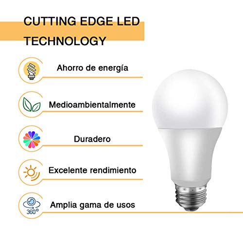 GY La bombilla LED A60 no regulable 14W (equivalente a 80W) iluminación convencional, certificado UL 6500K 1170LM E27 base media blanco frío Luz diurna 6 piezas por juego