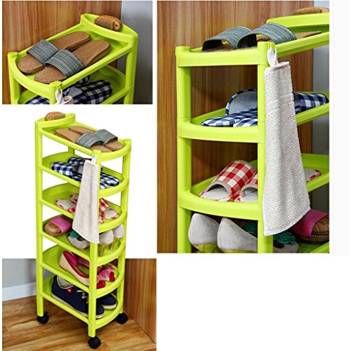 GYH PP Green 6 Capas Ahorro de Espacio Comodidad móvil Materiales sólidos Funciones íntimas Colocación Conveniente Zapatillas Simples de Moda para vestíbulo (#)