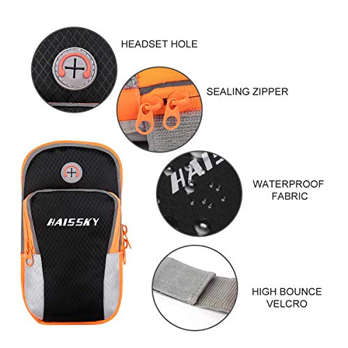 HAISSKY Multifuncional Deportes al Aire Libre Corriendo Brazalete Brazo teléfono Celular Bolsa con Titular Clave, Bolsa de la Tarjeta para teléfonos Inteligentes hasta 6.2"