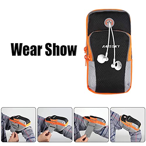 HAISSKY Multifuncional Deportes al Aire Libre Corriendo Brazalete Brazo teléfono Celular Bolsa con Titular Clave, Bolsa de la Tarjeta para teléfonos Inteligentes hasta 6.2"