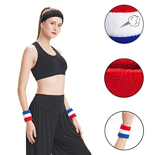 HANERDUN 2 Pzs Muñequera Deportiva Deportes Sweatband Suave Espesar Algodón Tenis Gimnasia Fútbol Baloncesto Correr Deportes Atléticos