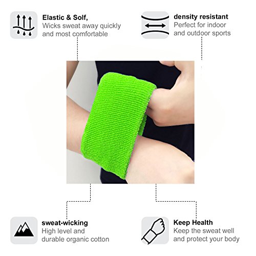 HANERDUN 2 Pzs Muñequera Deportiva Deportes Sweatband Suave Espesar Algodón Tenis Gimnasia Fútbol Baloncesto Correr Deportes Atléticos