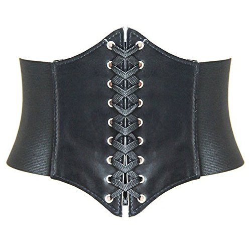 HANERDUN Cinturones Ancho para Mujer Cintura Elástica Ancha Correa de Piel con Cordones Corsé Cinturón retro Cinch Cuatro Tamaños