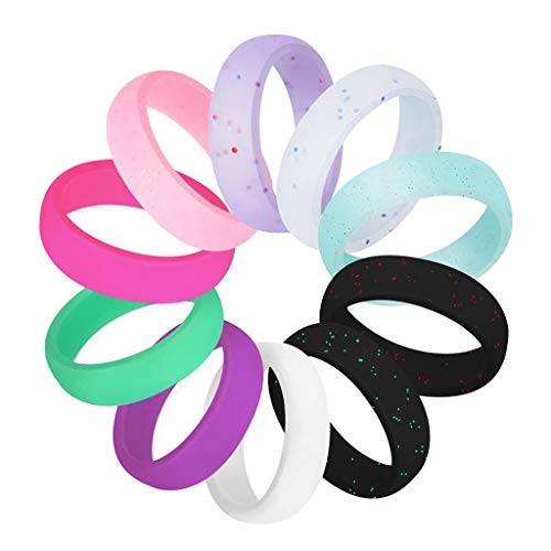 Harilla 10x Anillo De Silicona Colorido Alianza De Goma Flexible para Hombres Mujeres Regalos - Talla 6