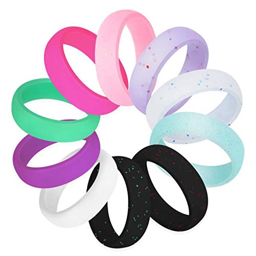 Harilla 10x Anillo De Silicona Colorido Alianza De Goma Flexible para Hombres Mujeres Regalos - Talla 6