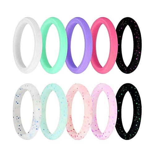 Harilla 10x Anillo De Silicona Colorido Alianza De Goma Flexible para Hombres Mujeres Regalos - Talla 6