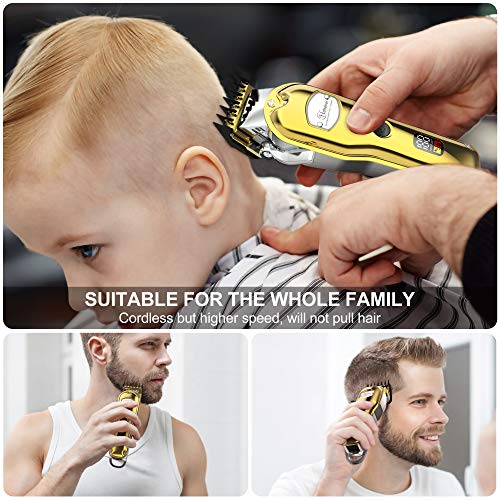 Hatteker profesional Cortadora de cabello para hombres Cortadora de barba Cortadora de precisión Impermeable IPX7 Oro