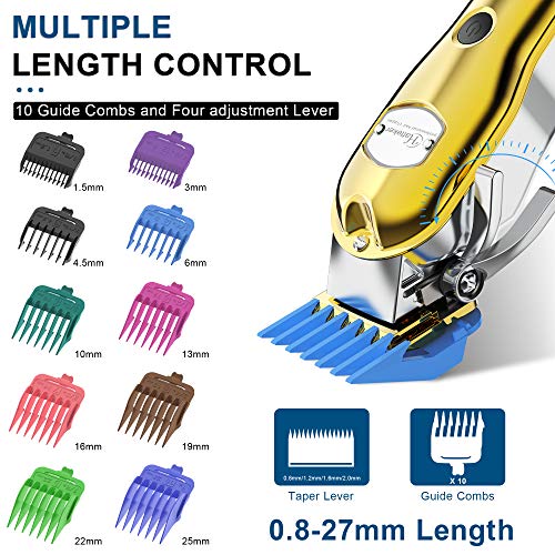 Hatteker profesional Cortadora de cabello para hombres Cortadora de barba Cortadora de precisión Impermeable IPX7 Oro