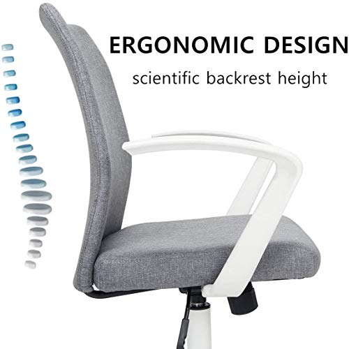 Hbada Silla de Oficina Silla de Escritorio ergonómica Silla giratoria Silla de Conferencia Luz de Silla de Visita Silla Mecedora de Lino Blanco