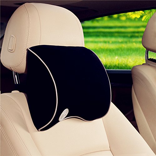 HCMAX Almohada para el Reposacabezas del Coche - Cojín Cervical con Soporte de Cuello para el Asiento del Coche - con Espuma de Memoria para Conducir - con Cubierta Extraíble