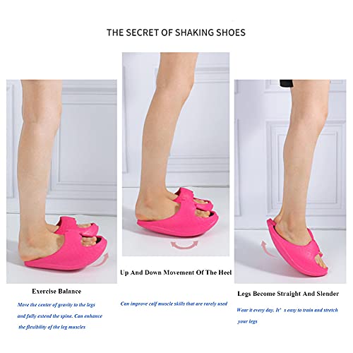 HE TUI Zapatillas Adelgazantes para Piernas para Mujer, Corrección De La Postura Jorobada, Masaje De Equilibrio, Moldeador Corporal, Zapatillas Vibrantes, Zapatillas Multifuncionales,Rose Red,M