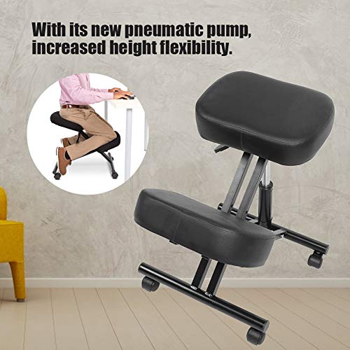 Headerbs Silla ergonómica para arrodillarse, Taburete neumático Ajustable para la Rodilla, Silla Correcta para Postura, Silla de Apoyo para la Espalda defectuosa con 4 Ruedas para la Oficina en casa