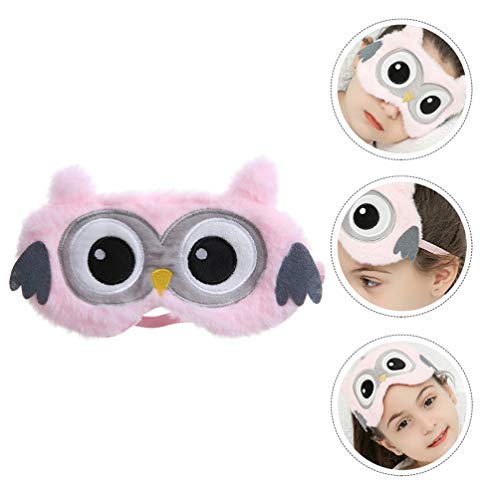 Healifty Los niños duermen linda novedad de dibujos animados animales búho dormir felpa luz bloqueando ojos sombra cubierta con correa elástica para niños adultos noche dormir rosa