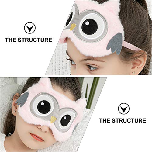 Healifty Los niños duermen linda novedad de dibujos animados animales búho dormir felpa luz bloqueando ojos sombra cubierta con correa elástica para niños adultos noche dormir rosa