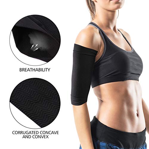 Healifty Mangas Elásticas Del Brazo de Compresión Protectores Superiores de Los Brazos Manga Moldeadora para Deporte Fitness 1 par (Negro)